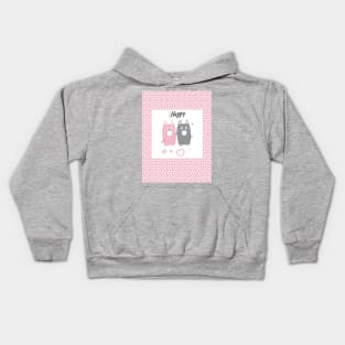 Happy Pink and Grey cats pattern. Funny Gifts & Clothing Collection with Cute black cats animals, Pink and Grey Lovely Little Kittens pattern Kids Hoodie